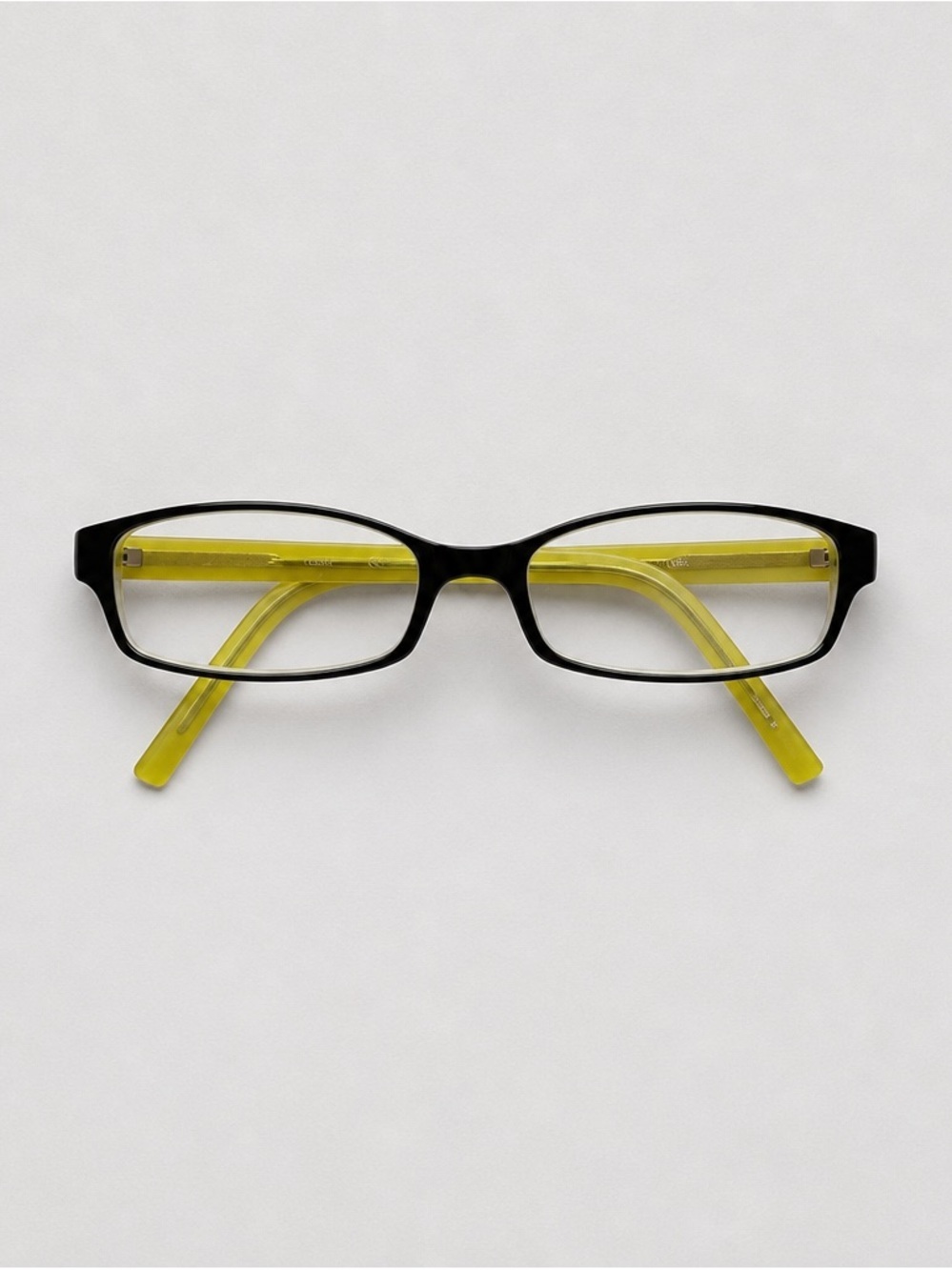FCUK Black Rectangular Glasses with Yellow Temples